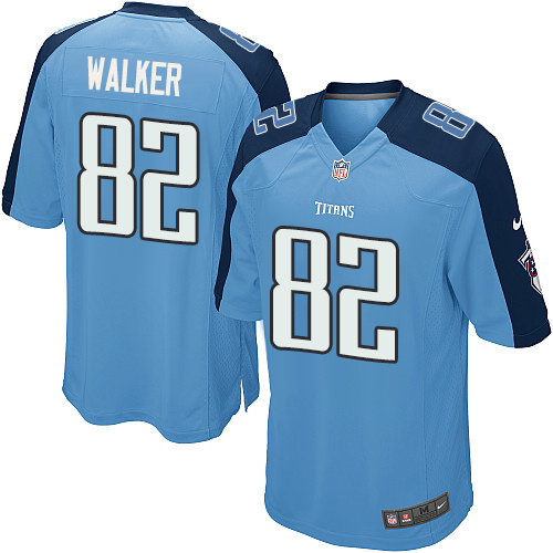 Men's Game Delanie Walker Nike Jersey Light Blue Home - #82 NFL Tennessee Titans